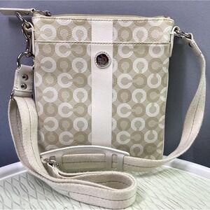 Coach Vintage Women's signature C Ivory Coated Canvas Crossbody‎ purse 8.5x7.5"